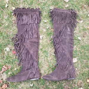 SAM EDELMAN  Brown Fringe  Suede Boots size 7.5
